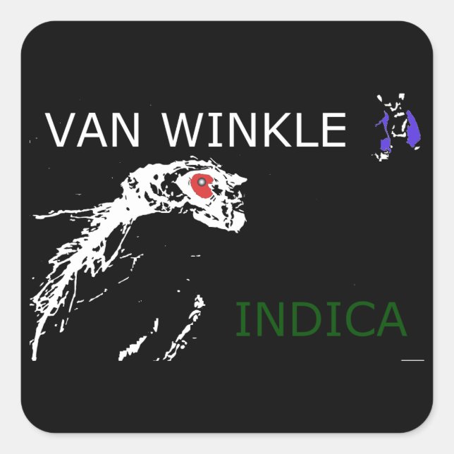 VAN WINKLE INDICA QUADRATISCHER AUFKLEBER (Vorderseite)