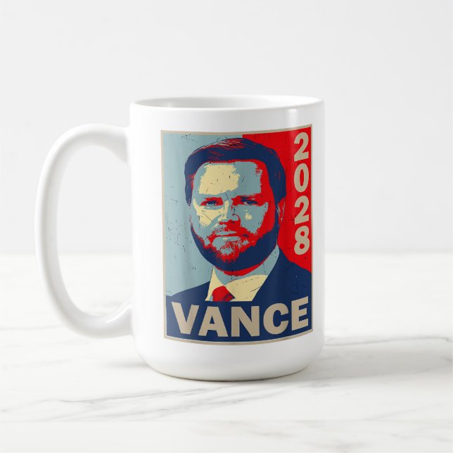Vance 2028 für Präsident 28 Vintage Republikaner Kaffeetasse (Links)