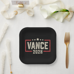 Vance 2028 Präsident Wahlkampagne US-Flagge Pappteller