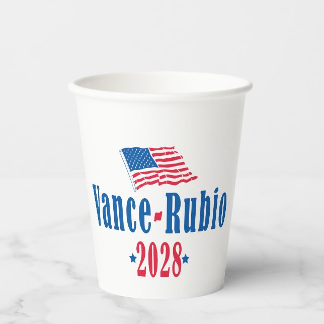 Vance Rubio 2028 (Flagge) Pappbecher (Vorderseite)