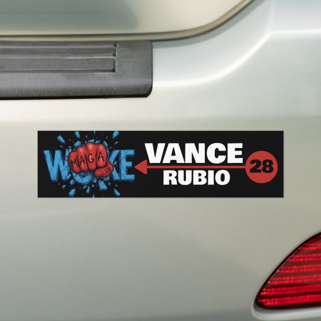 VANCE RUBIO 2028 | RED MAGA FIST PUNCHES WOKE AUTOAUFKLEBER (Auf Auto)