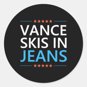 Vance Skifahren in Jeans Lustiges Skifahren Jd Van Runder Aufkleber