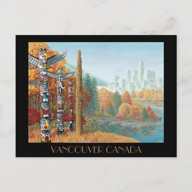 Vancouver Art Postcard Vancouver Totem Pole Cards Postkarte (Vorderseite)