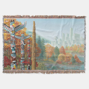 Vancouver Art Throw Blanket Totem Blanke Decke