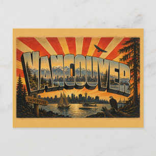 Vancouver BC Berge Wasserfront Regenwald Kunst Postkarte