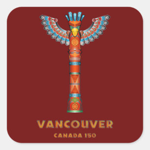 Vancouver (BC) Kanada - Totempfahl Quadratischer Aufkleber