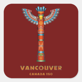 Vancouver (BC) Kanada - Totempfahl Quadratischer Aufkleber