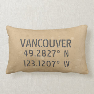 Vancouver BC Latitude Longitude Throw Kissen