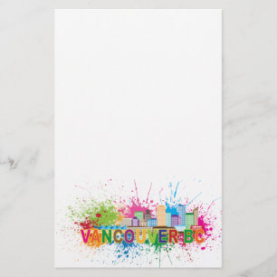 Vancouver BC Skyline-Farben-Spritzer-Illustration Briefpapier