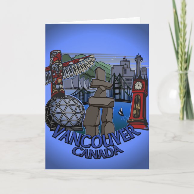 Vancouver BC Souvenir Art Card Landmark Art Card Karte (Vorderseite)