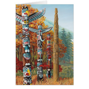 Vancouver BC Souvenirkarten Totempfahl Kunstkarten