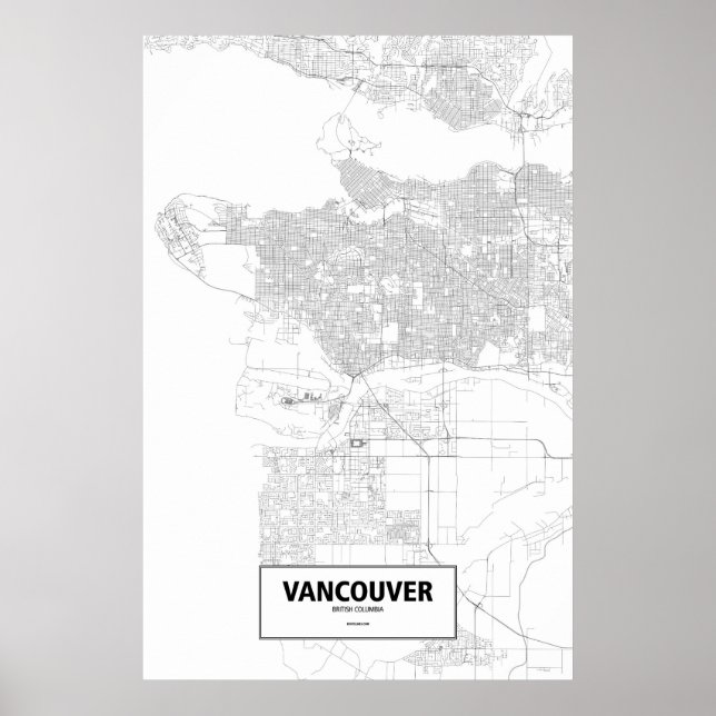 Vancouver, British Columbia (schwarz auf weiß) Poster (Vorne)