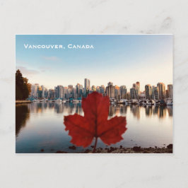 Vancouver Canada Red Maple Leaf Skyline Postcard Postkarte