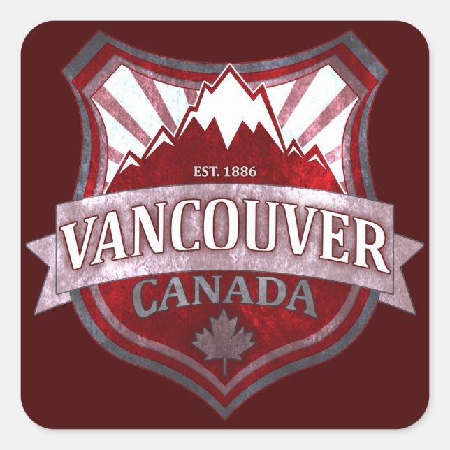 Vancouver Canada Rot Grunge Schild Aufkleber (Vorderseite)