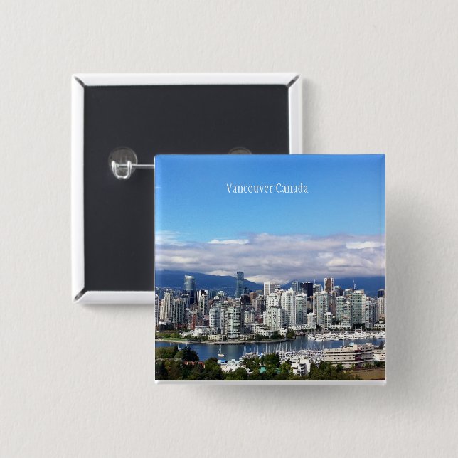 Vancouver Canada Skyline Button (Vorne & Hinten)