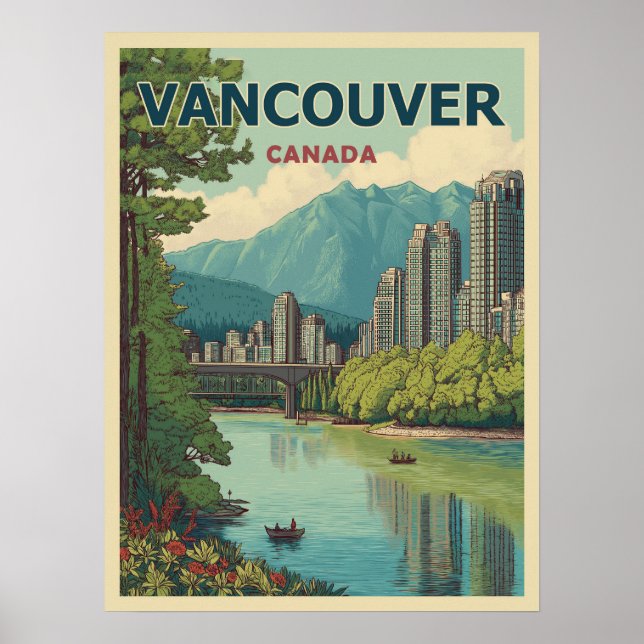 Vancouver Canada Travel Art Vintag Poster (Vorne)
