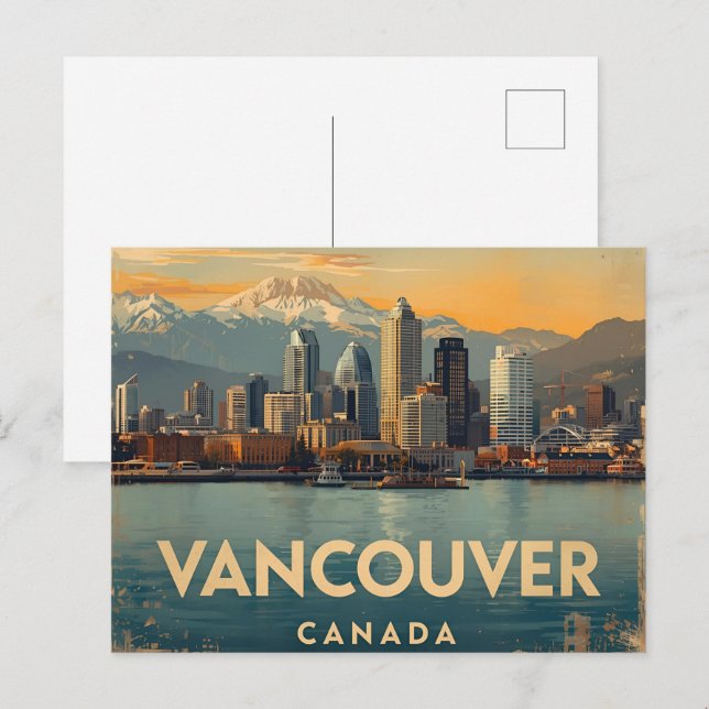 Vancouver Canada Travel Art Vintag Postkarte (Vorne/Hinten)
