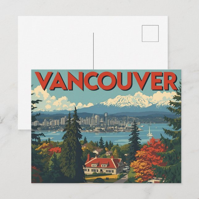 Vancouver Canada Travel Art Vintag Postkarte (Vorne/Hinten)