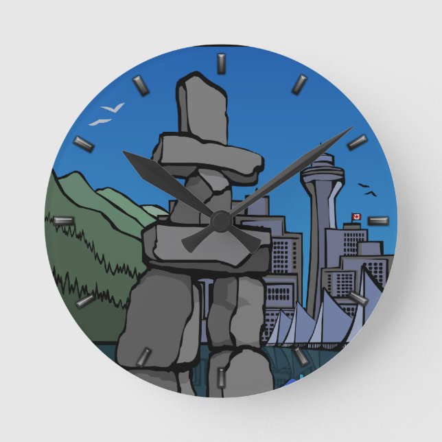 Vancouver Clock Gifts Vancouver Souvenir Clock Runde Wanduhr (Vorderseite)