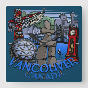 Vancouver Clock Ohrs Decor First Nations Clock Quadratische Wanduhr