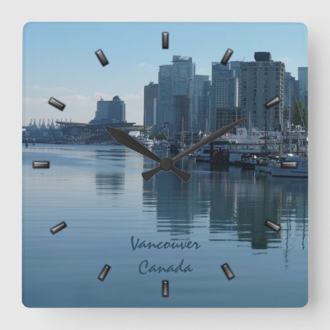 Vancouver Clock Personalized Vancouver Wall Clock Quadratische Wanduhr (Vorderseite)