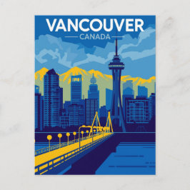 Vancouver Harbour Retro Skyline Postkarte