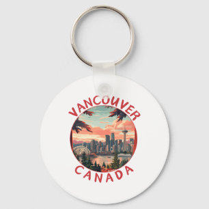 Vancouver in Kanada Retro-Vektor-Reise Kunst Lands Schlüsselanhänger