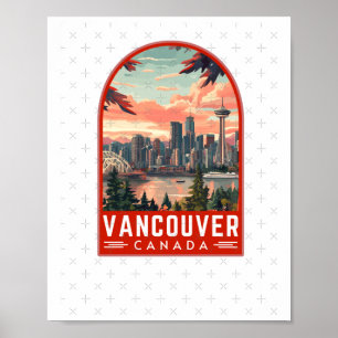 Vancouver in Kanada Retro-Vektor-Reise-Kunstemblem Poster