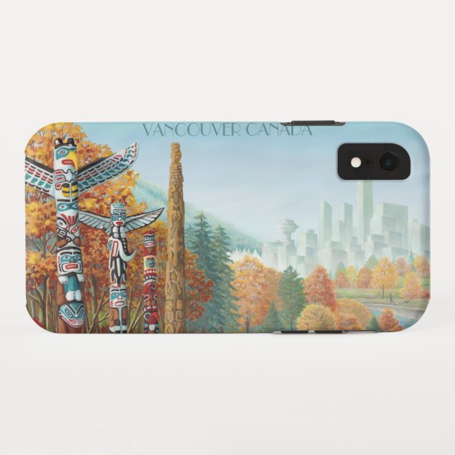 Vancouver iPhone XR Coque Vancouver Totem Pole Coq (Dos (Horizontal))