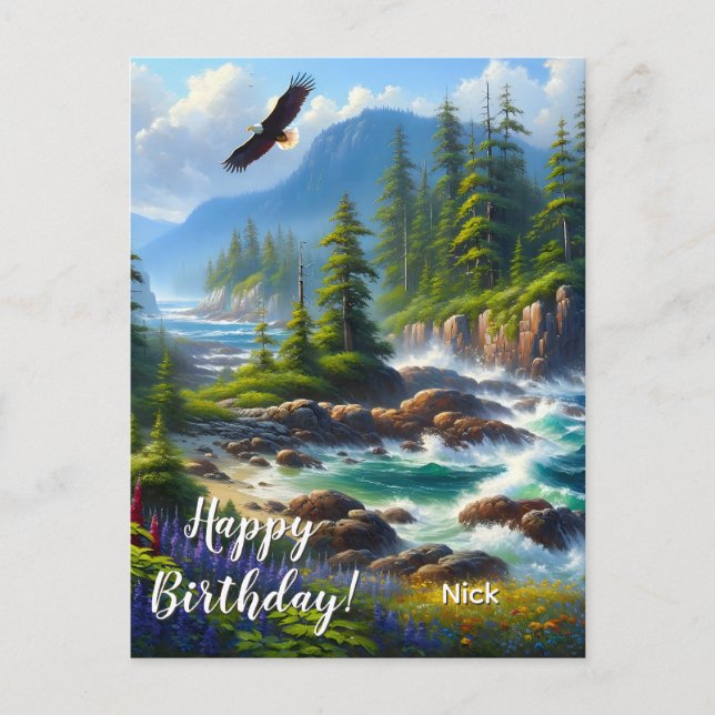 Vancouver Island Nature Art Custom Happy Birthday Postkarte (Vorderseite)