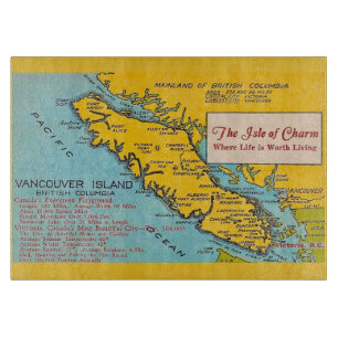 Vancouver Island Vintage Karte  Schneidebrett