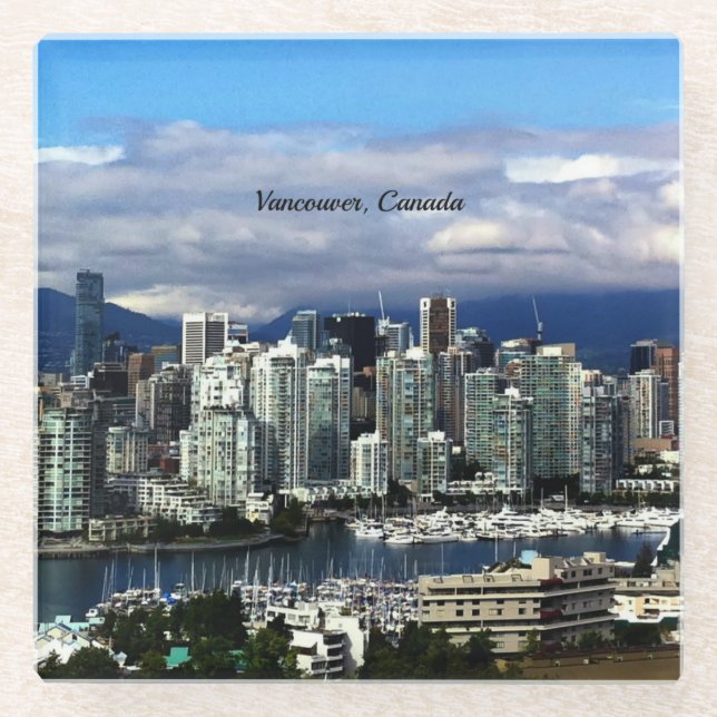 Vancouver, Kanada, landschaftliches Stadtbild Glasuntersetzer (Vorderseite)