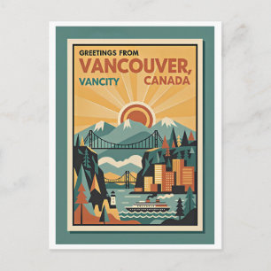 Vancouver Kanada Retro-Reisepostkarte – 1930er Jah Postkarte
