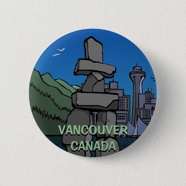 Vancouver knöpft Andenken-Knöpfe Inukshuk Kunst Button (Vorderseite)