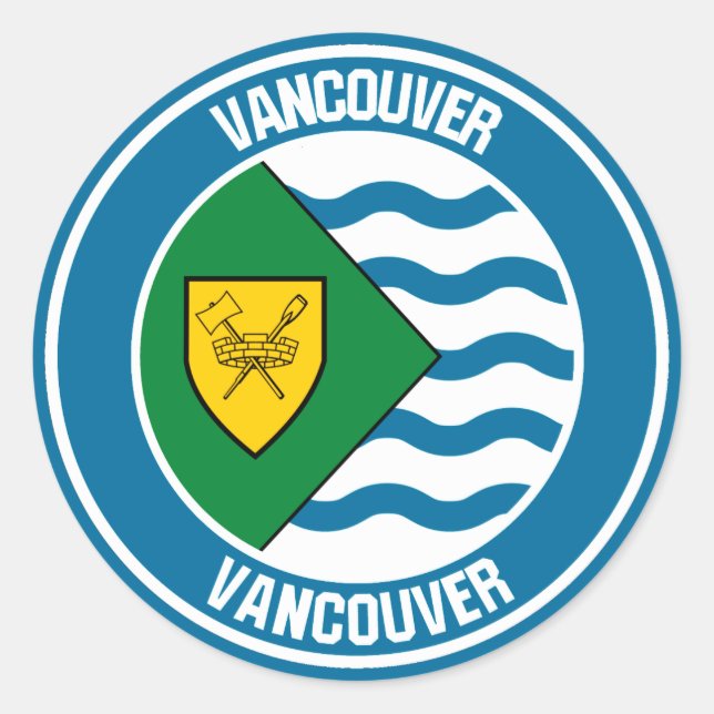 Vancouver Round Emblem Runder Aufkleber (Vorderseite)