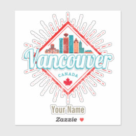Vancouver Skyline British Columbia Retro Kanada Aufkleber