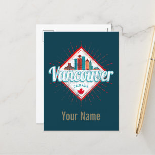 Vancouver Skyline British Columbia Retro Kanada Feiertagspostkarte