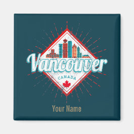 Vancouver Skyline British Columbia Retro Kanada Magnet