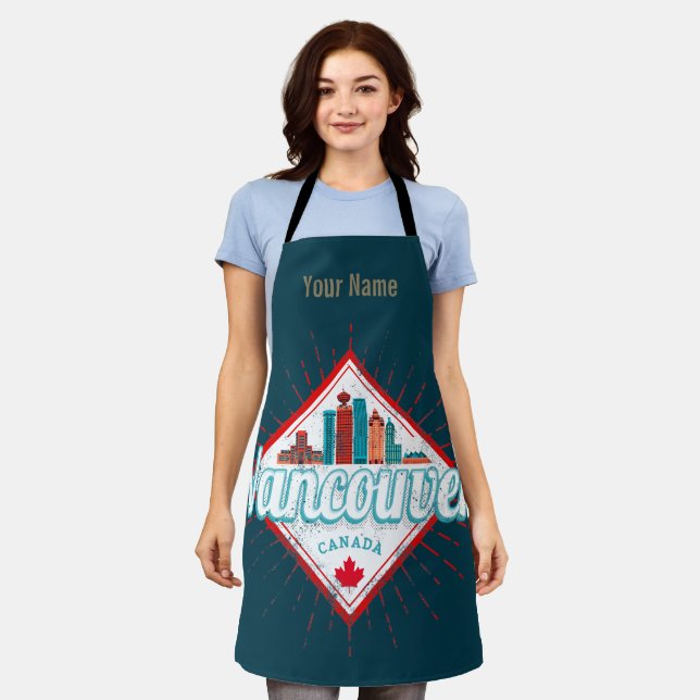 Vancouver Skyline British Columbia Retro Kanada Schürze (Getragen)