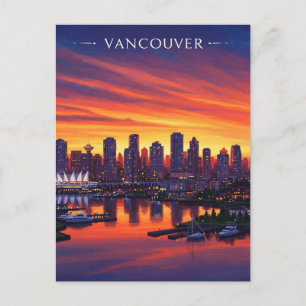 Vancouver Skyline Canada Sunset Travel Postkarte