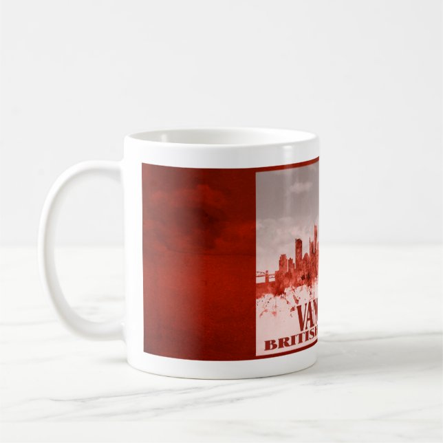 Vancouver-Skyline mit rotem Schmutz Kaffeetasse (Links)