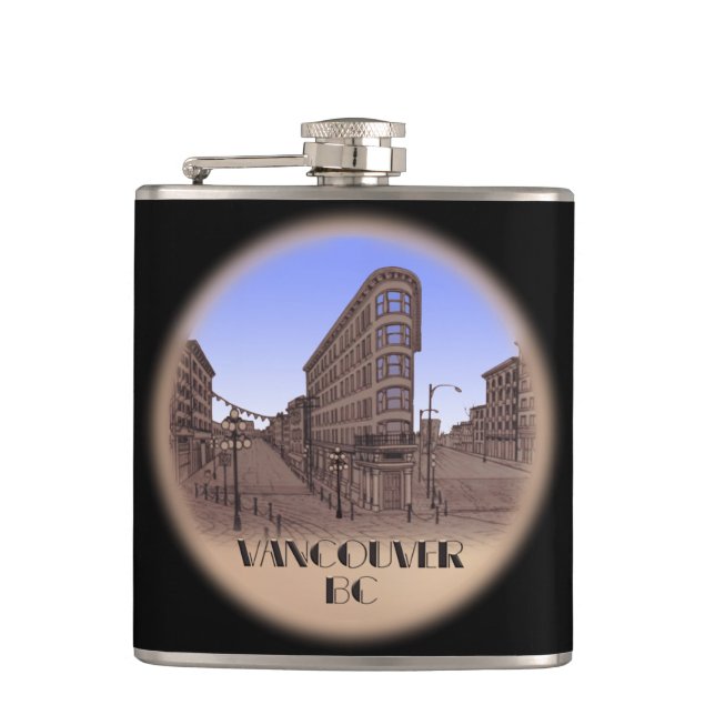Vancouver Souvenir Flask Vancouver Gastown Geschen Flachmann (Vorderseite)