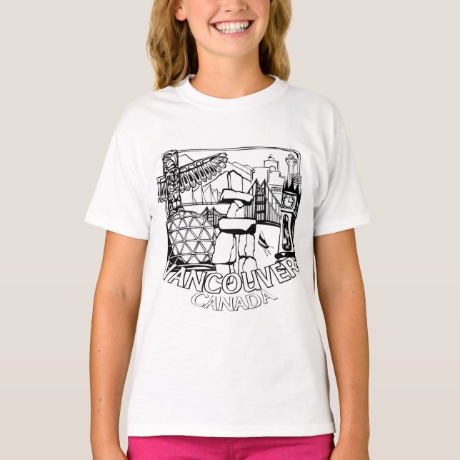 Vancouver Souvenir Girl's T - Shirt Sehenswürdigke (Vorderseite)