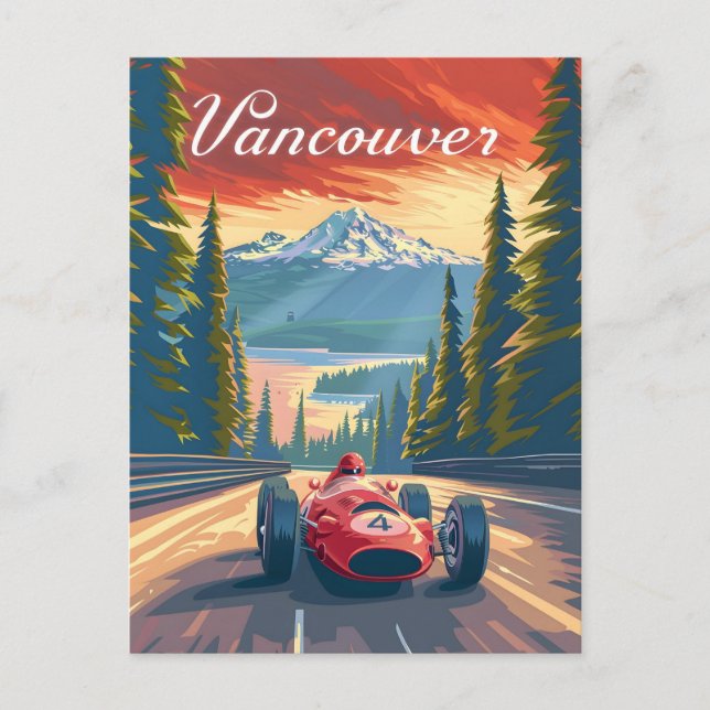Vancouver Vintager Rennwagen Postkarte (Vorderseite)