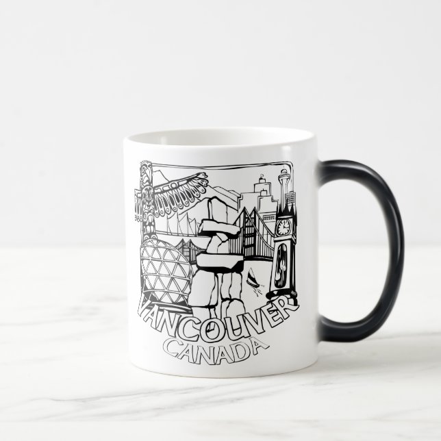Vancouvers Kaffeetasse-Tassen u. Gläser BC Kanada Verwandlungstasse (Rechts)