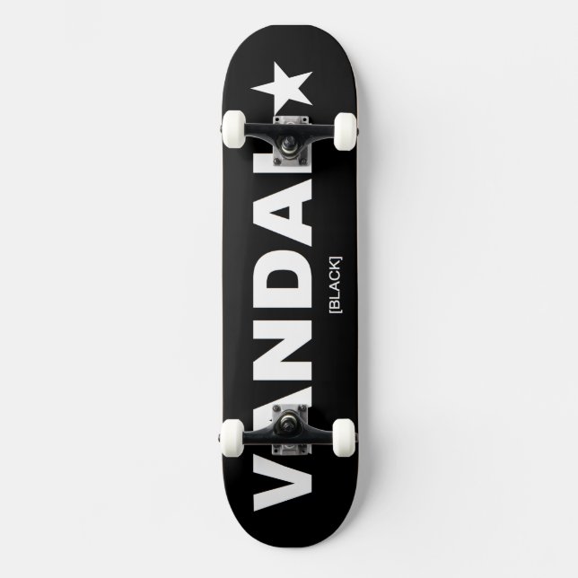 VANDAL | Skateboard Générique (Blanc sur Noir) (Recto)