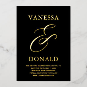 Vanessa Black Modern Wedding retten das Datum Folieneinladung