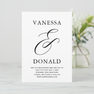 Vanessa Black White Moderne Hochzeit Save The Date