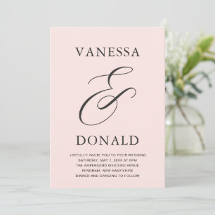 Vanessa Blush Pink Moderne Hochzeit Einladung