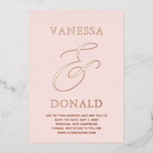 Vanessa Blush Pink Moderne Hochzeit Terminankündig Folieneinladung
